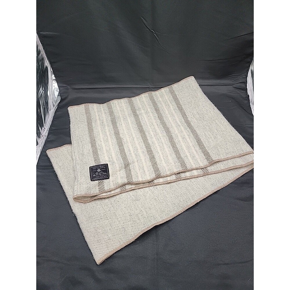 FARIBAULT WOOLEN MILL CO 100% Wool USA Infinity Scarf Beige/Brown